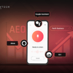 A user interacting with a voice assistant on a mobile app.