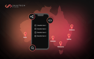 A team of mobile app developers working on UI/UX design.