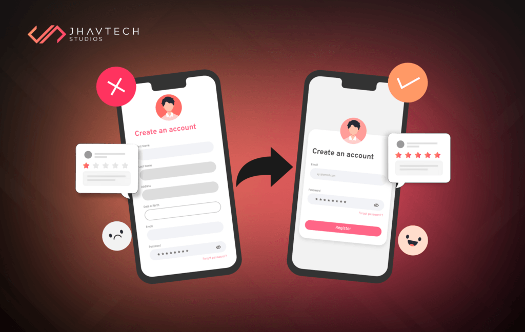 Bad vs good UX in a mobile sign-up form
