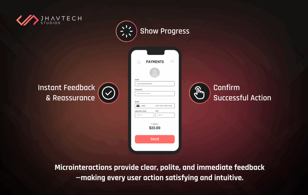 Mobile UI with micro interactions for user feedback