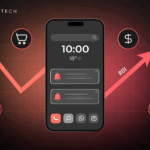 Mobile app ROI growth with icons