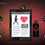 Smartwatch and tablet showing fitness data