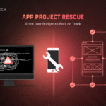App project rescue concept showing code issues and fixes